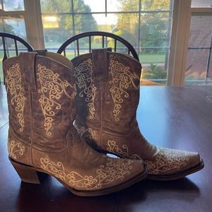 Corral Ladies Lisa Brown Crater Bone Embroidery Shortie Boots A3190